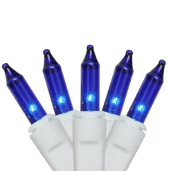 Hot 100-Count Blue Mini Icicle Incandescent Christmas Light Set, 5.75ft White Wire Icicles