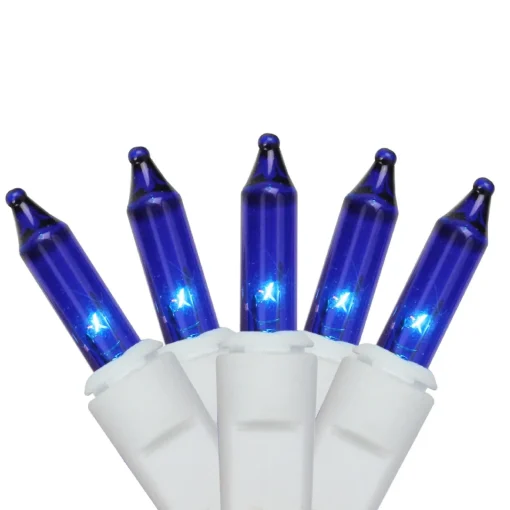 Hot 100-Count Blue Mini Icicle Incandescent Christmas Light Set, 5.75ft White Wire Icicles