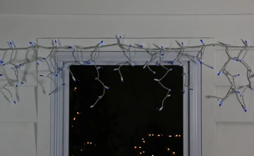 Hot 100-Count Blue Mini Icicle Incandescent Christmas Light Set, 5.75ft White Wire Icicles