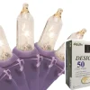 50-Count Clear Incandescent Mini Christmas Light Set, 19ft Purple Wire Incandescent