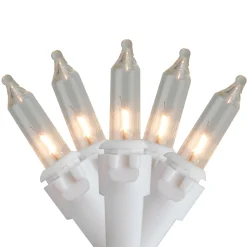Discount 100-Count Clear Mini Christmas Light Set, 20.25ft White Wire Incandescent