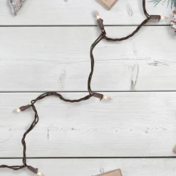 Sale 100-Count Clear Mini Christmas Light Set, 20.25ft Brown Wire Incandescent