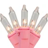 Sale 100-Count Clear Mini Christmas Light Set - 20.25' Pink Wire Incandescent