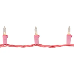 Sale 100-Count Clear Mini Christmas Light Set - 20.25' Pink Wire Incandescent