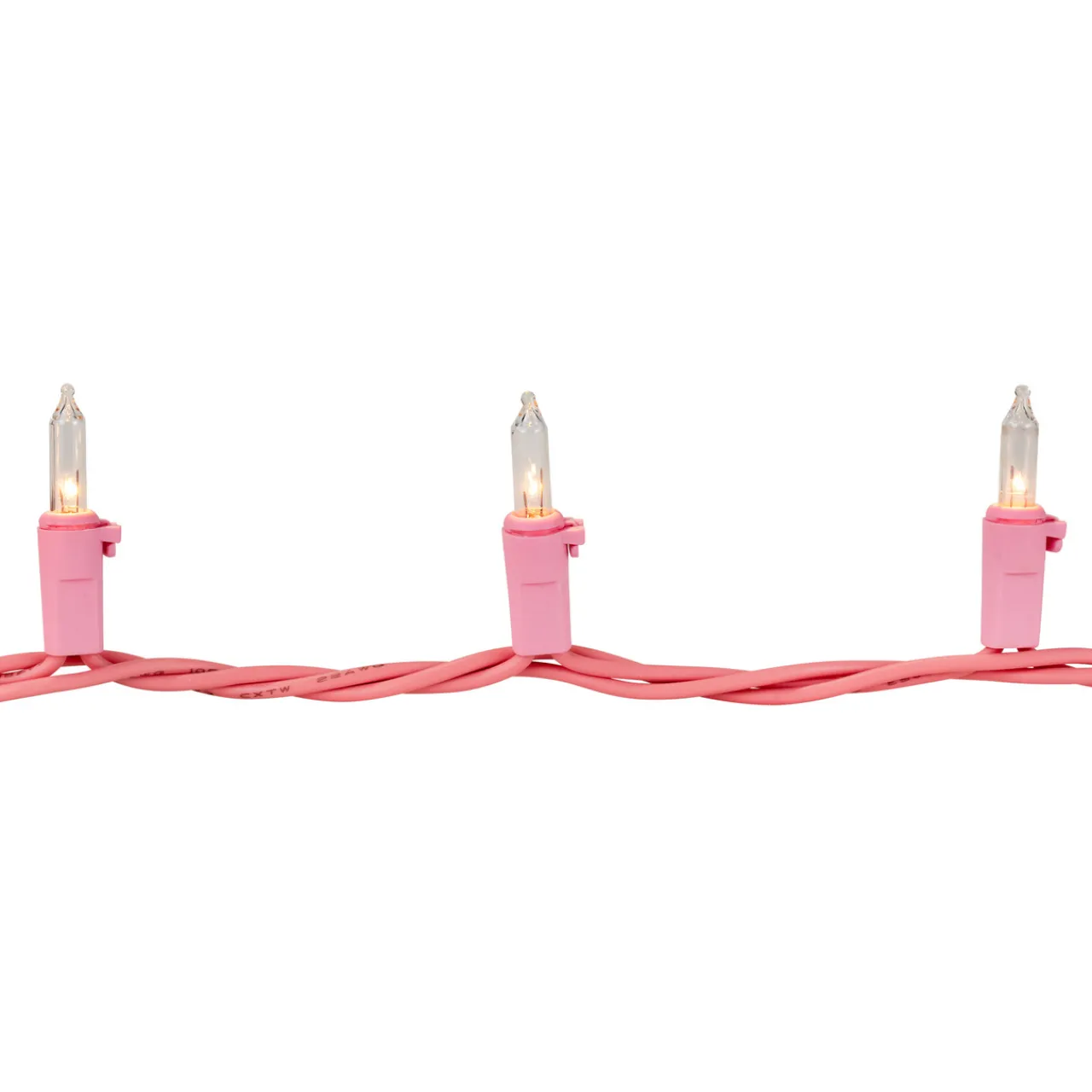 Sale 100-Count Clear Mini Christmas Light Set - 20.25' Pink Wire Incandescent
