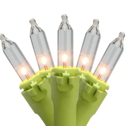 Discount 50-Count Clear Mini Christmas Light Set, 14ft Green Wire Incandescent