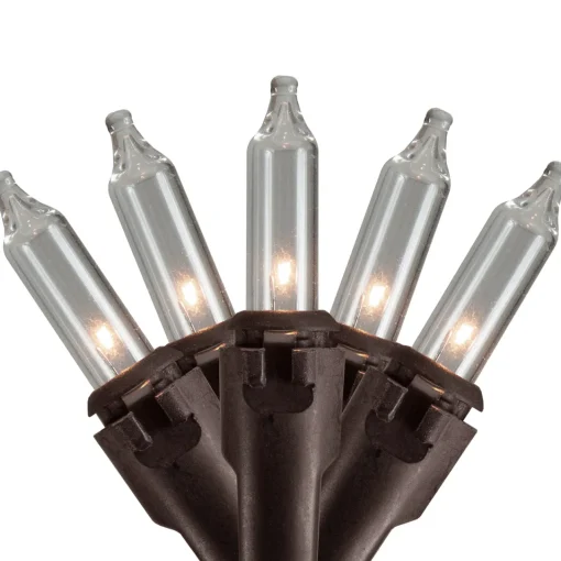 Best 300-Count Clear Mini Christmas Light Set, 149.6ft Brown Wire Incandescent