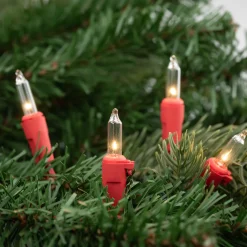 Online 50-Count Clear Mini Christmas Light Set - 10' Red Wire Incandescent