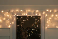 Hot 100-Count Clear Mini Icicle Christmas Lights - 5.75' ft White Wire Icicles