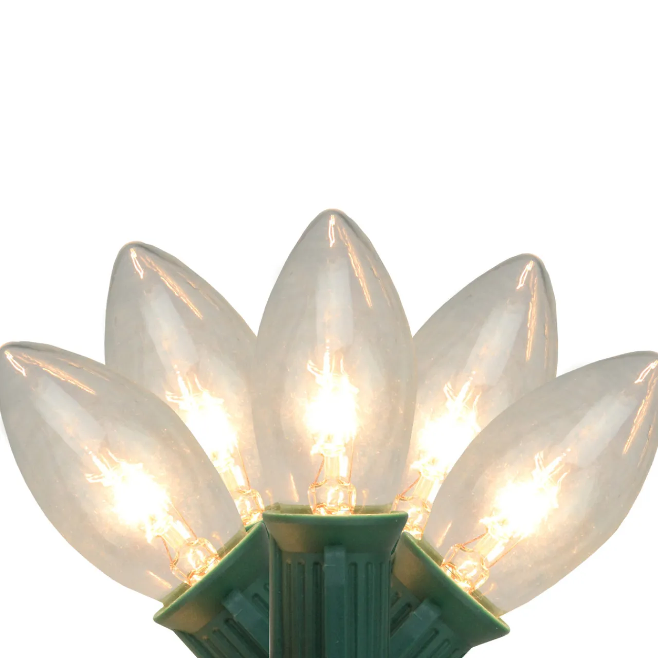 Hot 25-Count Clear Transparent C9 Christmas String Light Set, 24ft Green Wire C7 & C9 Lights