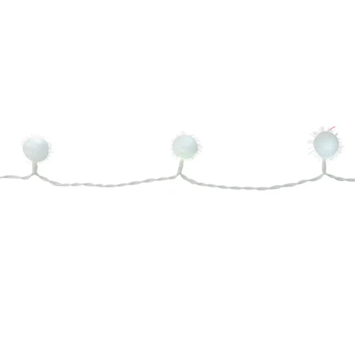 Best 40-Count Cool White Iridescent Snowball LED Christmas Lights - 19.2 ft White Wire Fairys