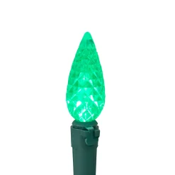 Clearance 70-Count Green Faceted C6 LED Christmas Light Set - 23ft Green Wire C5 & C6 Lights