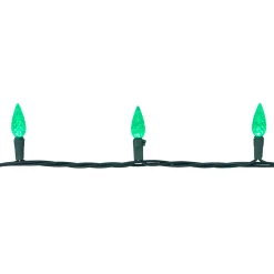 Clearance 70-Count Green Faceted C6 LED Christmas Light Set - 23ft Green Wire C5 & C6 Lights