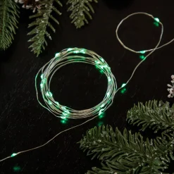 Hot 50-Count Green LED Micro Fairy Christmas Lights - 16ft, Copper Wire Fairys