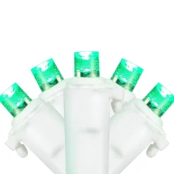 Online 50-Count Green LED Wide Angle Christmas Lights, 16.25 ft White Wire Led