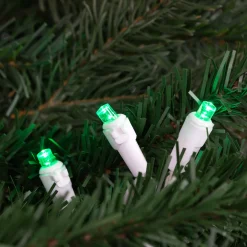 Online 50-Count Green LED Wide Angle Christmas Lights, 16.25 ft White Wire Led
