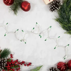 Discount 35-Count Green Mini Christmas Light Set, 7ft White Wire Incandescent