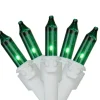 Clearance 100-Count Green Mini Christmas Light Set, 49.5ft White Wire Incandescent