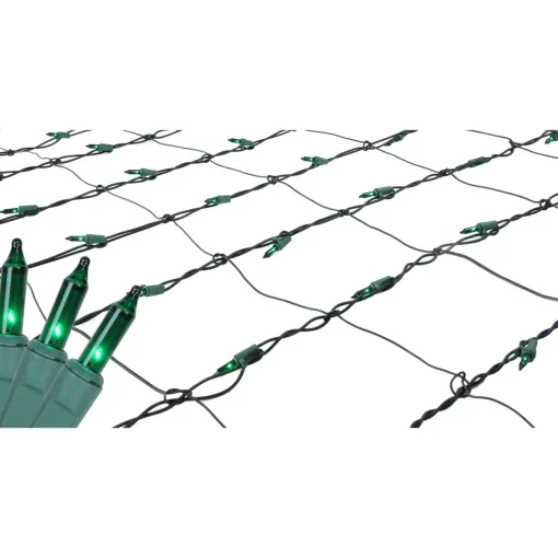 New 150-Count Green Mini Incandescent Net Style Christmas Lights - 6ft Green Wire Net Lights