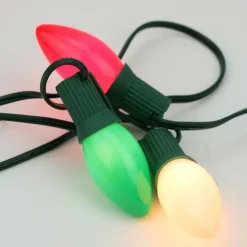 25-Count Green, White and Red C9 Christmas String Light Set, 24 ft Green Wire C7 & C9 Lights
