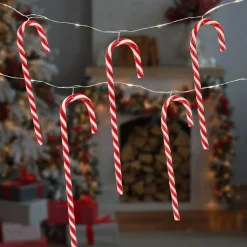 Discount 10-Count LED Micro Fairy Christmas Lights with Candy Canes Battery Operated