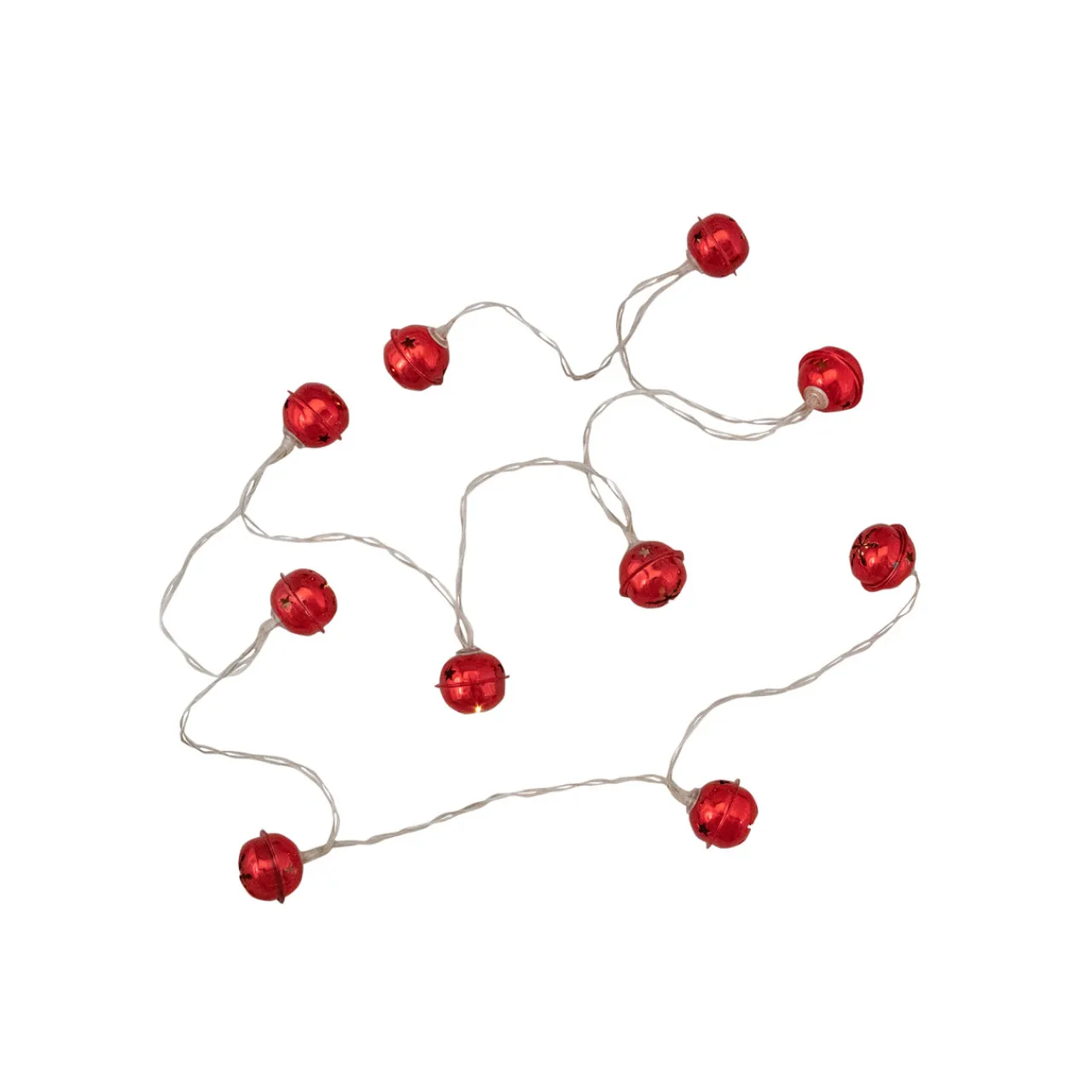 Clearance 10-Count LED Red Christmas Bells Fairy Lights, 5.5ft, Copper Wire Fairys