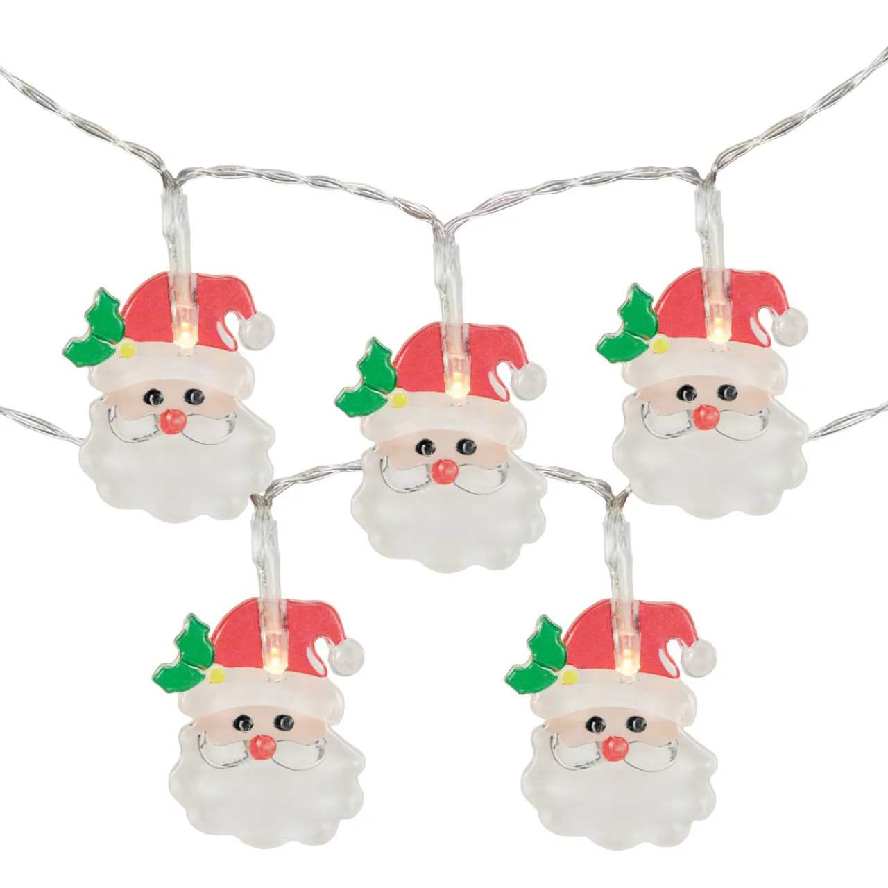 Best 10-Count LED Santa Claus Micro Christmas Light Set 4.5ft, Clear Wire Battery Operated