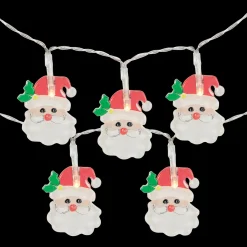 Best 10-Count LED Santa Claus Micro Christmas Light Set 4.5ft, Clear Wire Battery Operated