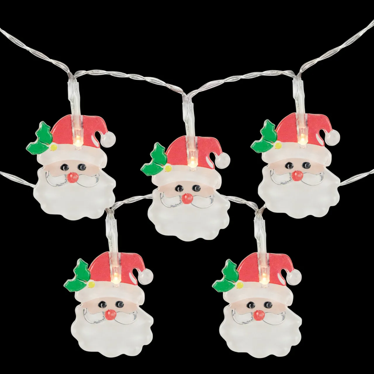 Best 10-Count LED Santa Claus Micro Christmas Light Set 4.5ft, Clear Wire Battery Operated
