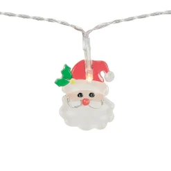 Best 10-Count LED Santa Claus Micro Christmas Light Set 4.5ft, Clear Wire Battery Operated