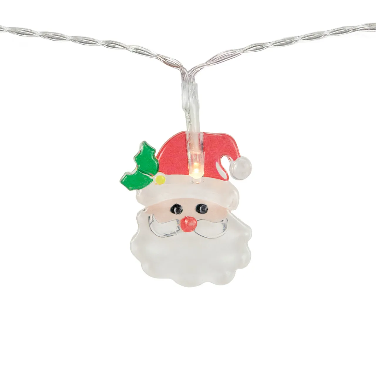 Best 10-Count LED Santa Claus Micro Christmas Light Set 4.5ft, Clear Wire Battery Operated