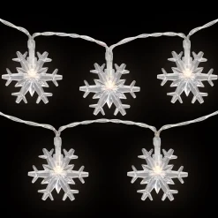 Clearance 10-Count LED Snowflake Christmas Fairy Lights, 4.25ft, Copper Wire Fairys