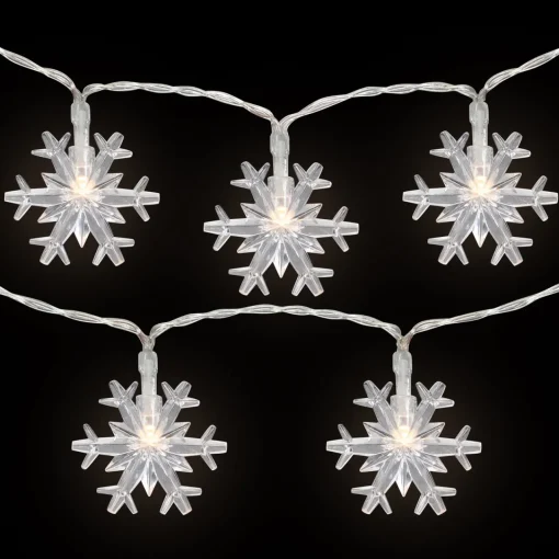 Clearance 10-Count LED Snowflake Christmas Fairy Lights, 4.25ft, Copper Wire Fairys