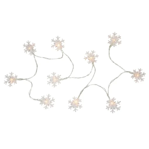 Clearance 10-Count LED Snowflake Christmas Fairy Lights, 4.25ft, Copper Wire Fairys