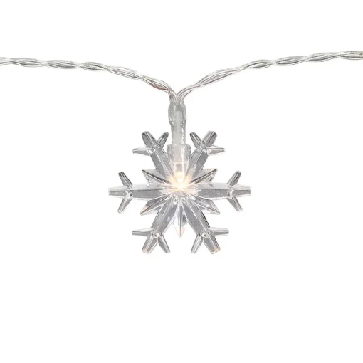 Clearance 10-Count LED Snowflake Christmas Fairy Lights, 4.25ft, Copper Wire Fairys