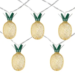 New 10-Count LED Warm White Gold Pineapple String Lights - 3' Clear Wire Novelty