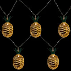 New 10-Count LED Warm White Gold Pineapple String Lights - 3' Clear Wire Novelty