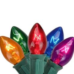 Clearance 25-Count Multi-Color C7 Christmas Light Set, 24ft Green Wire C7 & C9 Lights