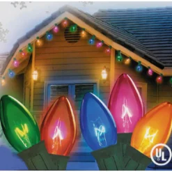 Clearance 25-Count Multi-Color C7 Christmas Light Set, 24ft Green Wire C7 & C9 Lights