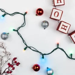 Sale 100-Count Multi-Color LED Wide Angle Christmas Lights, 33 ft Green Wire Led