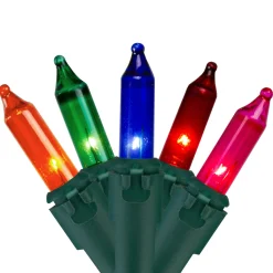100-Count Multi-Color Mini Christmas Light Set, 20.25 ft Green Wire Incandescent