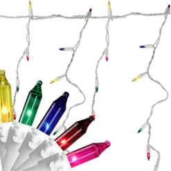 Clearance 50-Count Multi-Color Mini Icicle Christmas Light Set - 6ft White Wire Icicles