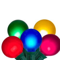 Online 15-Count Multi-Color Satin G50 Globe Christmas Light Set, 13.75ft Green Wire Globes
