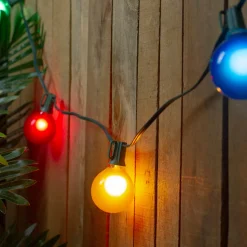 Online 15-Count Multi-Color Satin G50 Globe Christmas Light Set, 13.75ft Green Wire Globes