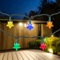 Clearance 20-Count Multi-Colored Star Shaped LED Christmas Light Set- 4.5ft, Green Wire Novelty