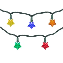 Clearance 20-Count Multi-Colored Star Shaped LED Christmas Light Set- 4.5ft, Green Wire Novelty