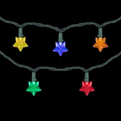 Clearance 20-Count Multi-Colored Star Shaped LED Christmas Light Set- 4.5ft, Green Wire Novelty