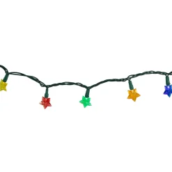 Clearance 20-Count Multi-Colored Star Shaped LED Christmas Light Set- 4.5ft, Green Wire Novelty