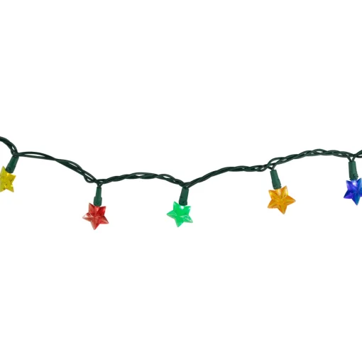 Clearance 20-Count Multi-Colored Star Shaped LED Christmas Light Set- 4.5ft, Green Wire Novelty