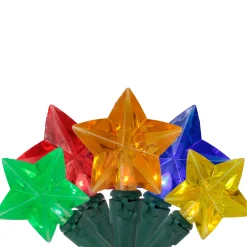Clearance 20-Count Multi-Colored Star Shaped LED Christmas Light Set- 4.5ft, Green Wire Novelty